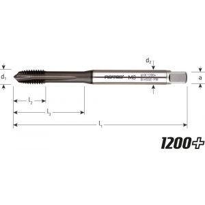 Rotec 336.371 HSS-E PM machinetap 1200+ doorlopend DIN 371 type B M2,5x0,45 mm 336.0250