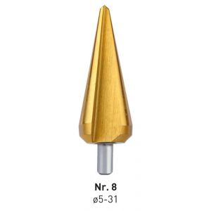 Rotec 420T HSS conische plaatboor Splitpoint nummer 8 5,0-31,0 mm TIN gecoat 420.1008
