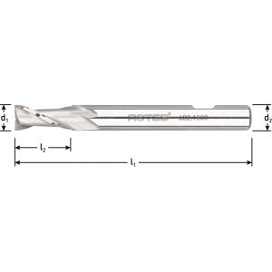 Rotec 602 HSS-E spiebaanfrees DIN 844-B lang ongecoat diameter 10x22x95 mm d2=10 mm Z=2 602.1000