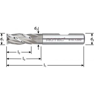 Rotec 610 HSS-E vingerfrees DIN 844 kort ongecoat diameter 32x53x133 mm d2=32 mm Z=6 610.3200