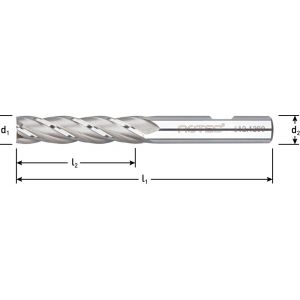 Rotec 612 HSS-E vingerfrees DIN 844 lang ongecoat diameter 18x63x123 mm d2=16 mm Z=4 612.1800