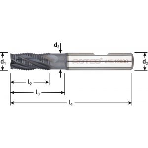 Rotec 615 HSS-E ruwfrees type HR AlCrN-gecoat DIN 844 kort diameter 5x13x57 mm 615.0500C