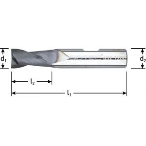 Rotec 632 VHM spiebaanfrees TiAlN-gecoat Silver-Line diameter 3x6x50 mm d2=6 mm Z=2 kort 632.0300