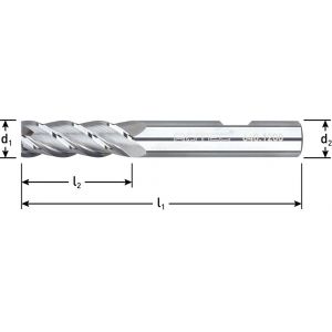 Rotec 640 VHM vingerfrees voor NF-metalen Silver-Line diameter 12x30x90 mm d2=12 mm Z=4 640.1200