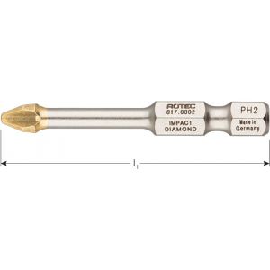 Rotec 817 Impact schroefbit Diamond E6.3 Phillips PH 2x50 mm set 5 stuks 817.0302