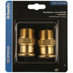 Bonfix blister M-Press roodkoper RK puntstuk 3/4 inch x 22 mm 2 stuks 800620