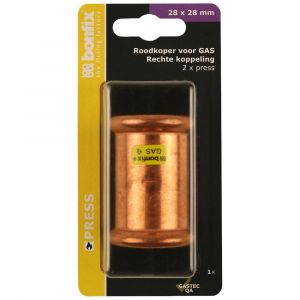 Bonfix blister M-Press roodkoper RK gas rechte koppeling 28x28 mm 801825