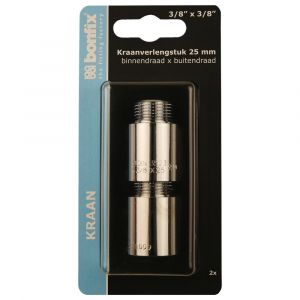 Bonfix blister kraanverlengstuk 3/8 inch binnendraad x 3/8 inch buitendraad 25 mm 2 stuks 811715