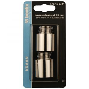 Bonfix blister kraanverlengstuk 1/2 inch binnendraad x 1/2 inch buitendraad 25 mm 2 stuks 811730