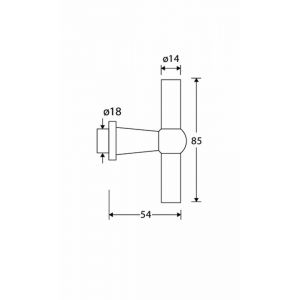 Wallebroek Mi Satori 00.0095.44 deurkruk gatdeel T Chemin de Fer 85 mm messing mat zwart W3000.0095.44