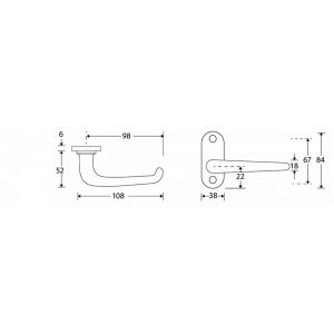 Wallebroek Mi Satori 00.0121.46 krukgarnituur Halfsabel Ovaal messing mat zwart W3000.0121.46