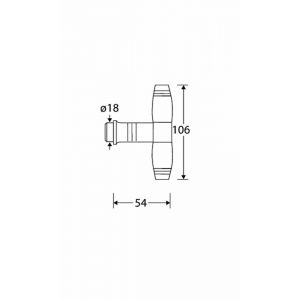 Wallebroek Mi Satori 00.0181.44 deurkruk gatdeel T Bonton messing gepolijst ongelakt-ebben W0200.0181.44