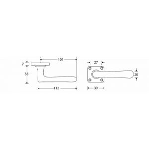 Wallebroek Mi Satori 00.0220.46 krukgarnituur Linea vierkantrozet messing mat chroom W2300.0220.46