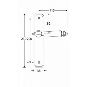 Wallebroek Mi Satori 00.0225.15 krukgarnituur Nouveau ebben Smal ovaal messing gepolijst gelakt BB110 W0100.0225.15