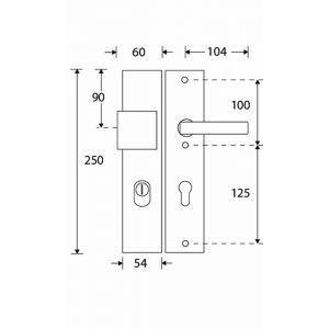 Wallebroek Mi Satori 00.0238.10R knopgarnituur rechts SKG Kare Bauhaus messing mat chroom K55 W2300.0238.10R