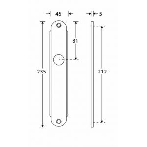 Wallebroek Mi Satori 00.2461.01 langschild Ovale messing glans nikkel blind W1100.2461.01