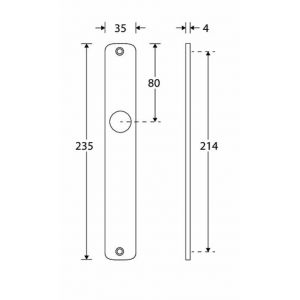 Wallebroek Mi Satori 00.2508.37 langschild Dual messing mat nikkel ongelakt PC92 W1300.2508.37