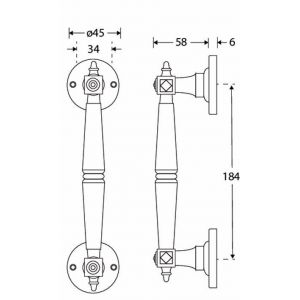 Wallebroek Mi Satori 00.4313.90 deurgreep Roman op rond rozet messing glans nikkel 180 mm W1100.4313.90