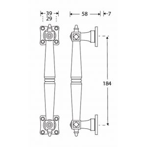 Wallebroek Mi Satori 00.4314.90 deurgreep Roman vierkant rozet messing gepolijst gelakt 180 mm W0100.4314.90