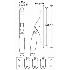 Wallebroek Mi Satori 00.4510.90 pompespagnolet Ton messing mat zwart-teak W3000.4510.90