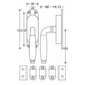 Wallebroek Mi Satori 00.5517.90 krukespagnolet rechts Bonton messing gepolijst ongelakt-bubinga W0200.5517.90