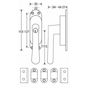 Wallebroek Mi Satori 00.5580.90 krukespagnolet rechts Linea messing getrommeld ongelakt W0500.5580.90