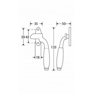 Wallebroek Mi Satori 00.5588.90 raamboom met sluitplaat rechts Bonton messing gepolijst ongelakt-bubinga W0200.5588.90