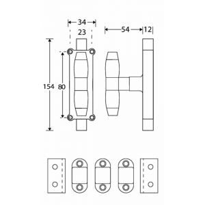 Wallebroek Mi Satori 00.5595.90 krukespagnolet Ton halfronde stangen messing gepolijst gelakt-ebben W0100.5595.90