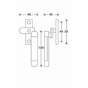 Wallebroek Mi Satori 00.5628.90 raamboom met sluitplaat rechts Dual messing glans nikkel W1100.5628.90