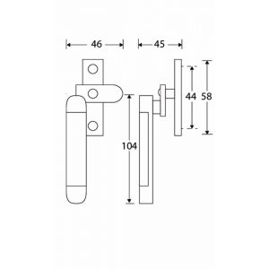 Wallebroek Mi Satori 00.5629.90 raamboom met sluitplaat links Dual messing glans nikkel W1100.5629.90