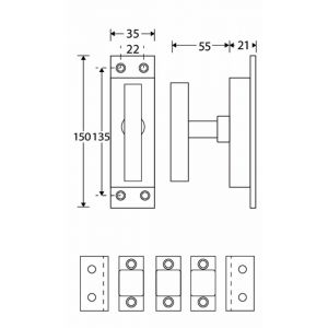 Wallebroek Mi Satori 00.5651.90 kruiskrukespagnolet Kare diameter 9 mm messing mat zwart W3000.5651.90