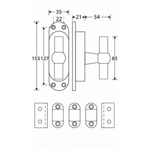 Wallebroek Mi Satori 00.5662.90 krukespagnolet rechts Chemin de Fer T messing mat nikkel ongelakt W1300.5662.90