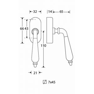 Wallebroek Mi Satori 00.5675.90 draaikiep garnituur Antique Elegant messing gepolijst gelakt-ebben W0100.5675.90