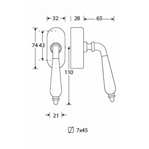 Wallebroek Mi Satori 00.5676.90 draaikiep garnituur afsluitbaar Antique Elegant messing gepolijst gelakt-ebben W0100.5676.90