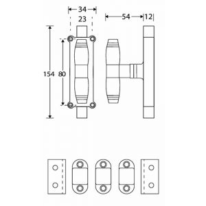 Wallebroek Mi Satori 00.5690.90 krukespagnolet Bonton halfronde stangen messing antiek nikkel-ebben W1600.5690.90