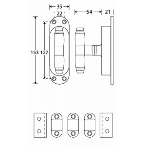 Wallebroek Mi Satori 00.5703.90 krukespagnolet T Bonton messing antiek nikkel-ebben W1600.5703.90