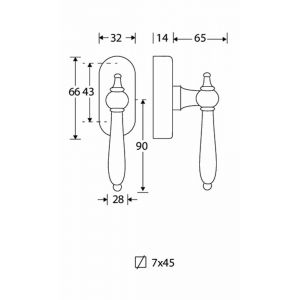 Wallebroek Mi Satori 00.5714.90 draaikiep garnituur Barock Elegant messing mat zwart W3000.5714.90