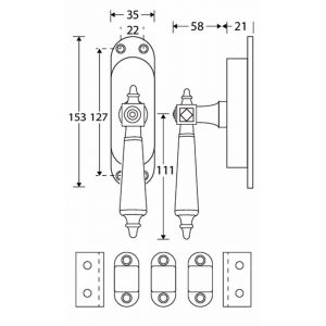 Wallebroek Mi Satori 00.5844.90 krukespagnolet rechts Roman bakeliet messing gepolijst gelakt W0100.5844.90