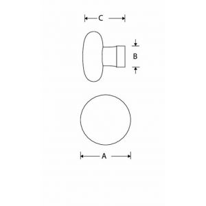 Wallebroek Merigous 80.8004.90 meubelknop porselein Paddenstoel 15 mm messing gepolijst ongelakt-ivoor W4580.8004.90