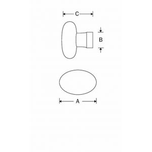 Wallebroek Merigous 80.8159.90 meubelknop porselein Ovaal 33 mm messing gepolijst ongelakt-wit W4580.8159.90