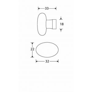 Wallebroek Merigous 80.8186.90 meubelknop porselein Ovaal 33 mm messing gepolijst ongelakt-eigeel W4580.8186.90