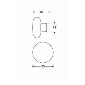 Wallebroek Merigous 80.8260.90 meubelknop porselein Paddenstoel 35 mm messing gepolijst ongelakt-paard W4580.8260.90