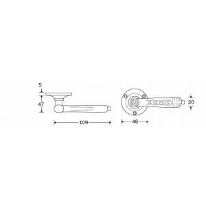 Wallebroek Salice Paolo 85.0039.46 deurkruk gatdeel rechts Pompeï messing patine verzilverd W3385.0039.46R