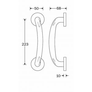 Wallebroek Salice Paolo 85.4303.90 deurgreep Anatomica 200 mm messing mat chroom W2385.4303.90