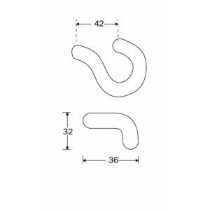 Wallebroek 86.8018.90 meubelknop Bent 42 mm RVSM A2 W5286.8018.90